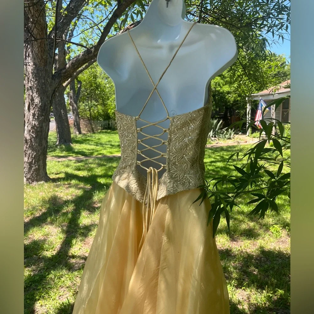 90s golden gown/prom dress size 4 - Picture 4 of 16